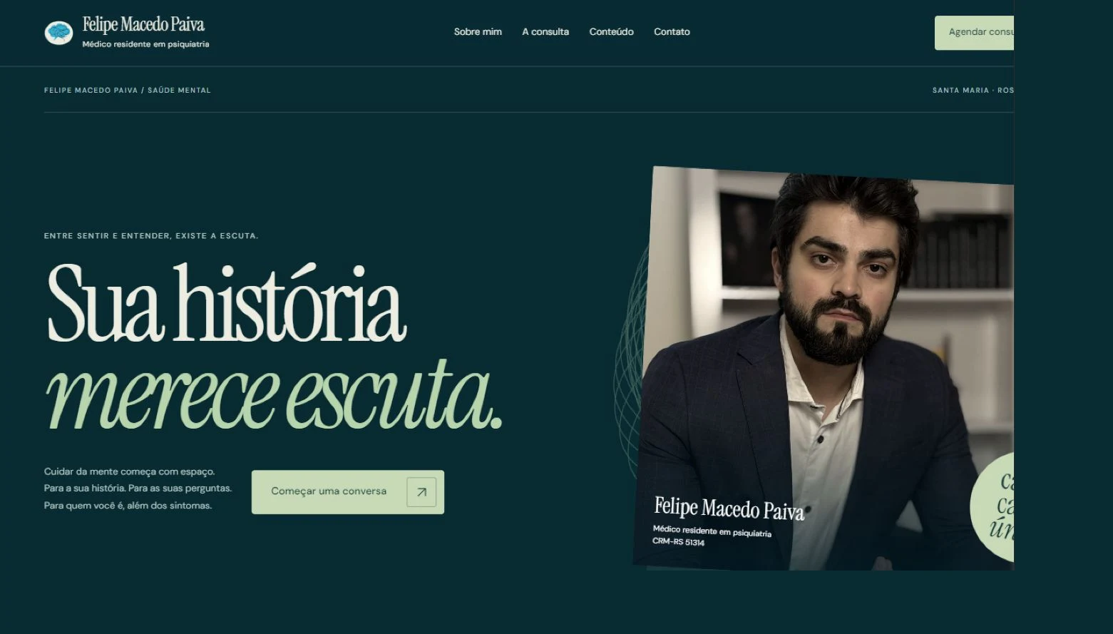 Página inicial do protótipo do site do Dr. Paiva